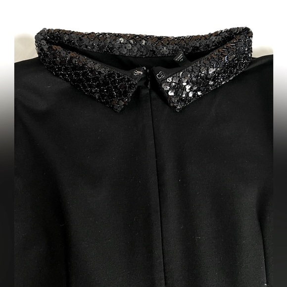 Talbots Black Sheath Dress Mock Neck Sequin Collar Cocktail Event Evening 4P - Picture 3 of 12